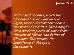 Joshua 24 32 this became the inheritance of joseph powerpoint church sermon