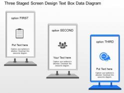 Jp three staged screen design text box data diagram powerpoint template