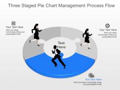 Js three staged pie chart management process flow powerpoint template