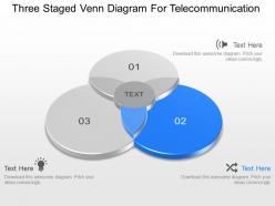 Jt three staged venn diagram for telecommunication powerpoint template