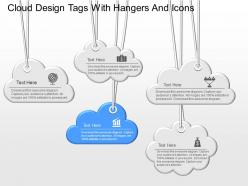 Ju cloud design tags with hangers and icons powerpoint template