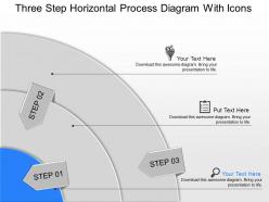 Ju three step horizontal process diagram with icons powerpoint template