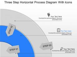 Ju three step horizontal process diagram with icons powerpoint template