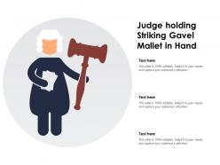 Judge holding striking gavel mallet in hand