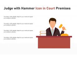 Judge with hammer icon in court premises