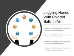 Juggling hands with colored balls in air
