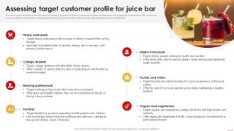 Juice Shop Business Plan Assessing Target Customer Profile For Juice Bar BP SS