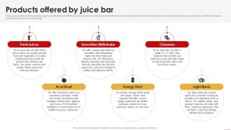 Juice Shop Business Plan Products Offered By Juice Bar BP SS