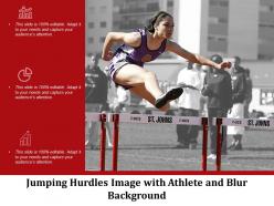 Jumping hurdles image with athlete and blur background