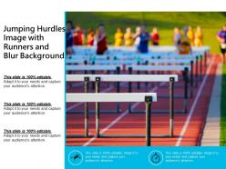 Jumping hurdles image with runners and blur background