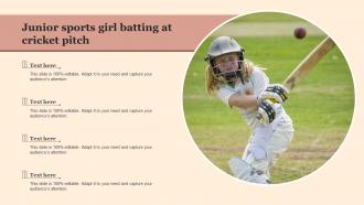 Junior Sports Girl Batting At Cricket Pitch