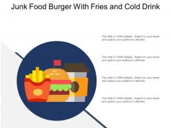 Junk food burger with fries and cold drink