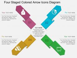 Jv four staged colored arrow icons diagram flat powerpoint design