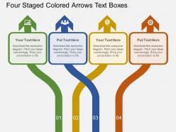 Jw four staged colored arrows text boxes flat powerpoint design