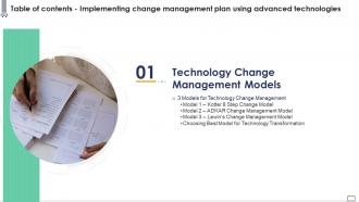 K11 Implementing Change Management Plan Using Advanced Technologies For Table Of Contents