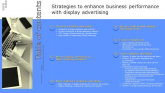 K66 Table Of Contents For Strategies To Enhance Business Performance With Display Advertising MKT SS V