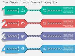 Ka four staged number banner infographics flat powerpoint design