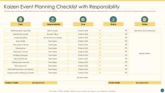 Kaizen Event Planning Checklist With Responsibility