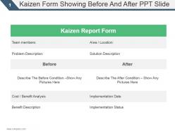 Kaizen form showing before and after ppt slide