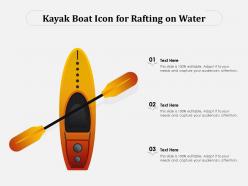 Kayak boat icon for rafting on water
