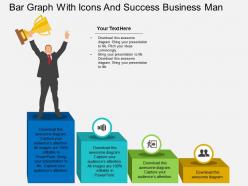 Kb bar graph with icons and success business man flat powerpoint design