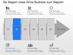 Kb six staged linear arrow business icon diagram powerpoint template