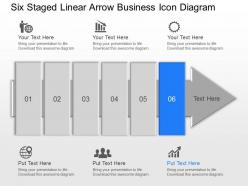 Kb six staged linear arrow business icon diagram powerpoint template