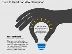 Kc bulb in hand for idea generation flat powerpoint design