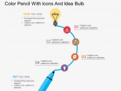 Kd color pencil with icons and idea bulb flat powerpoint design