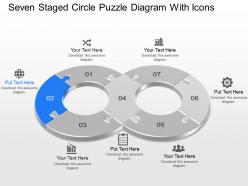 Kd seven staged circle puzzle diagram with icons powerpoint template
