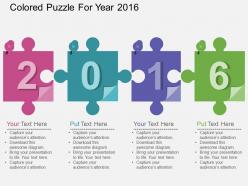 Ke colored puzzle for year 2016 flat powerpoint design
