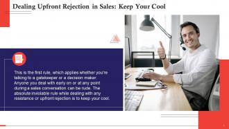 Keep Cool To Deal With Upfront Rejection In Sales Training Ppt