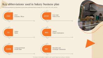 Key Abbreviations Used In Bakery Business Plan Bakery Supply Store Business Plan BP SS