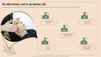 Key Abbreviations Used In Spa Business Plan Beauty Spa Business Plan BP SS