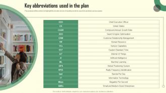 Key Abbreviations Used In The Plan Book Store Business Plan BP SS