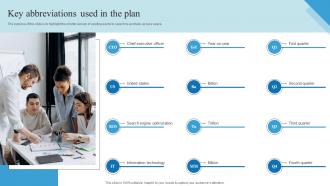 Key Abbreviations Used In The Plan Outbound Trade Business Plan BP SS