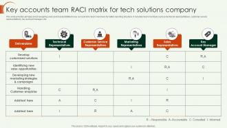 Key Account Strategy Key Accounts Team RACI Matrix For Tech Solutions Company Strategy SS V