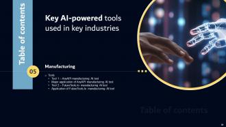 Key AI Powered Tools Used In Key Industries Powerpoint Presentation Slides AI SS V Designed Visual