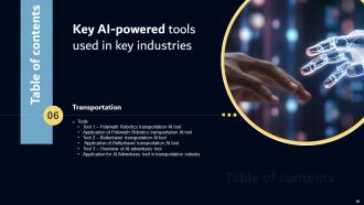 Key AI Powered Tools Used In Key Industries Powerpoint Presentation Slides AI SS V Professionally Visual