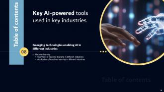 Key AI Powered Tools Used In Key Industries Powerpoint Presentation Slides AI SS V Researched Appealing