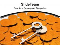 Key and coins profit beautiful background powerpoint templates ppt themes and graphics 0213