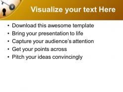 Key and keyhole over golden background powerpoint templates ppt themes and graphics
