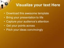 Key and keyhole over golden background powerpoint templates ppt themes and graphics