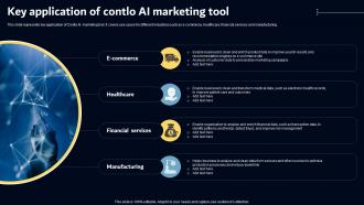 Key Application Of Contlo AI Marketing Tool Key AI Powered Tools Used In Key Industries AI SS V