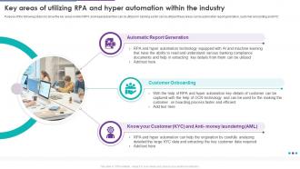 Key Areas Of Utilizing RPA And Hyper Automation Within The Industry Ppt Ideas Graphics Template