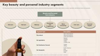 Key Beauty And Personal Industry Segments Beauty And Personal Care IR SS