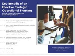 Key benefits of an effective strategic operational planning