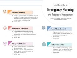 Key benefits of emergency planning and response management