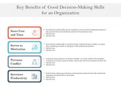 Key benefits of good decision making skills for an organization