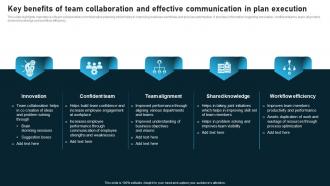 Key Benefits Of Team Collaboration And Effective Communication In Plan Execution